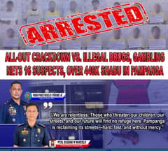 Pampanga police net 16 suspects in anti-drug, gambling raids