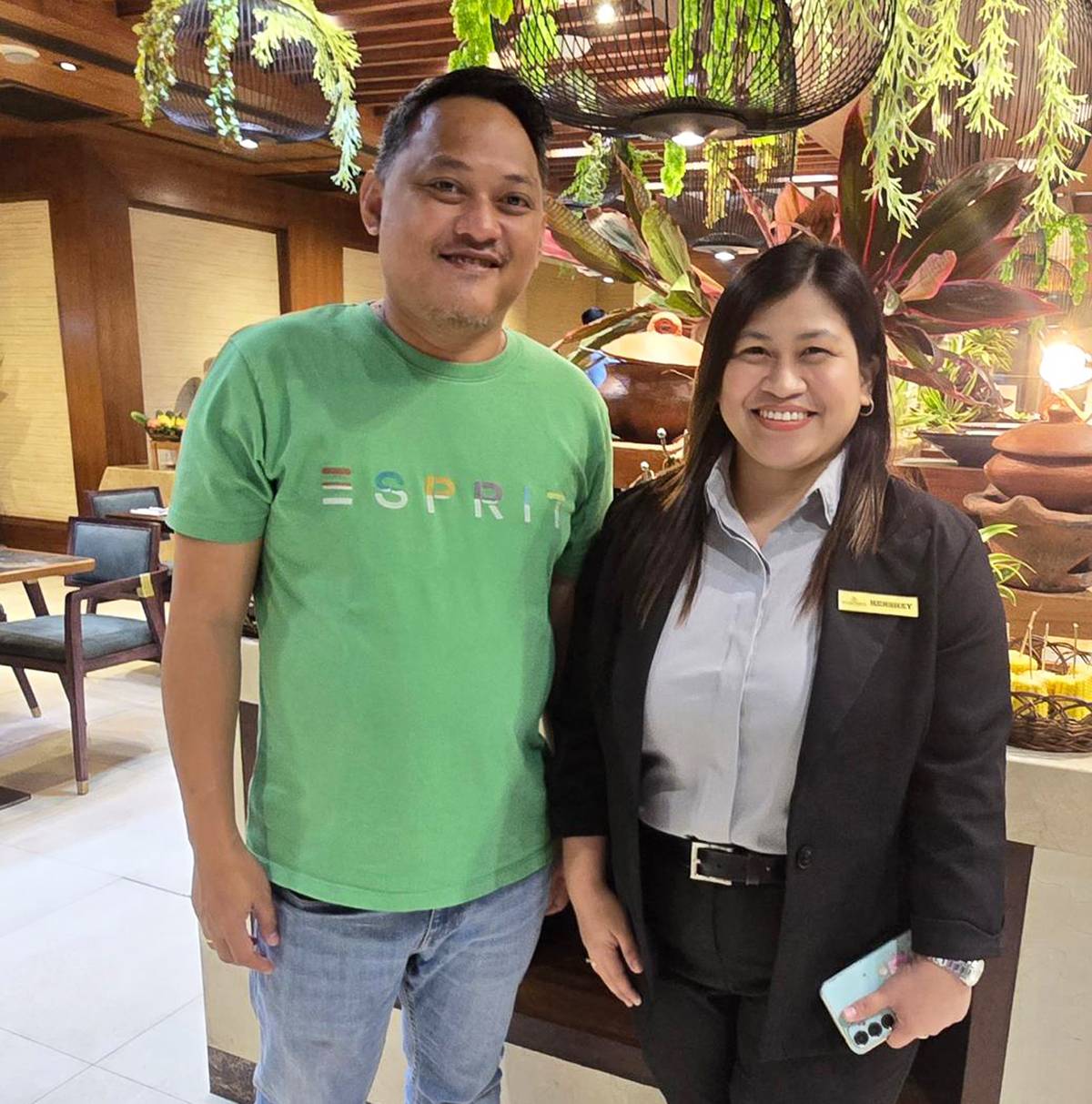 Robby Alugar of RMA News and Hershey Canonigo, Golden Prince Hotel and Suites PR and marketing manager.