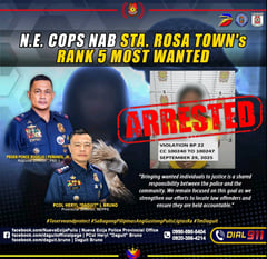 Nueva Ecija cops nab Sta. Rosa’s No. 5 Most Wanted fugitive
