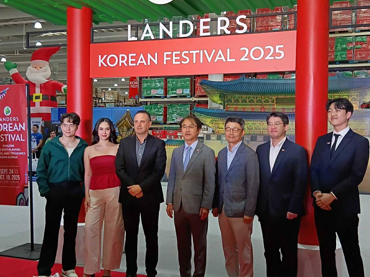 SPECIAL guests (from left) Jameson Blake, Empress Schuck, Bill Cummings-deputy CEO of Landers, H.E. Sang-Hwa Lee, Ambassador of the Republic of Korea to the Philippines, Sujeong Lee, director, KOTRA Manila, Taehyung Kim, Commercial Attaché, Embassy of the Republic of Korea and Yunhwan Kim, deputy director, KOTRA Manila Trade Center.