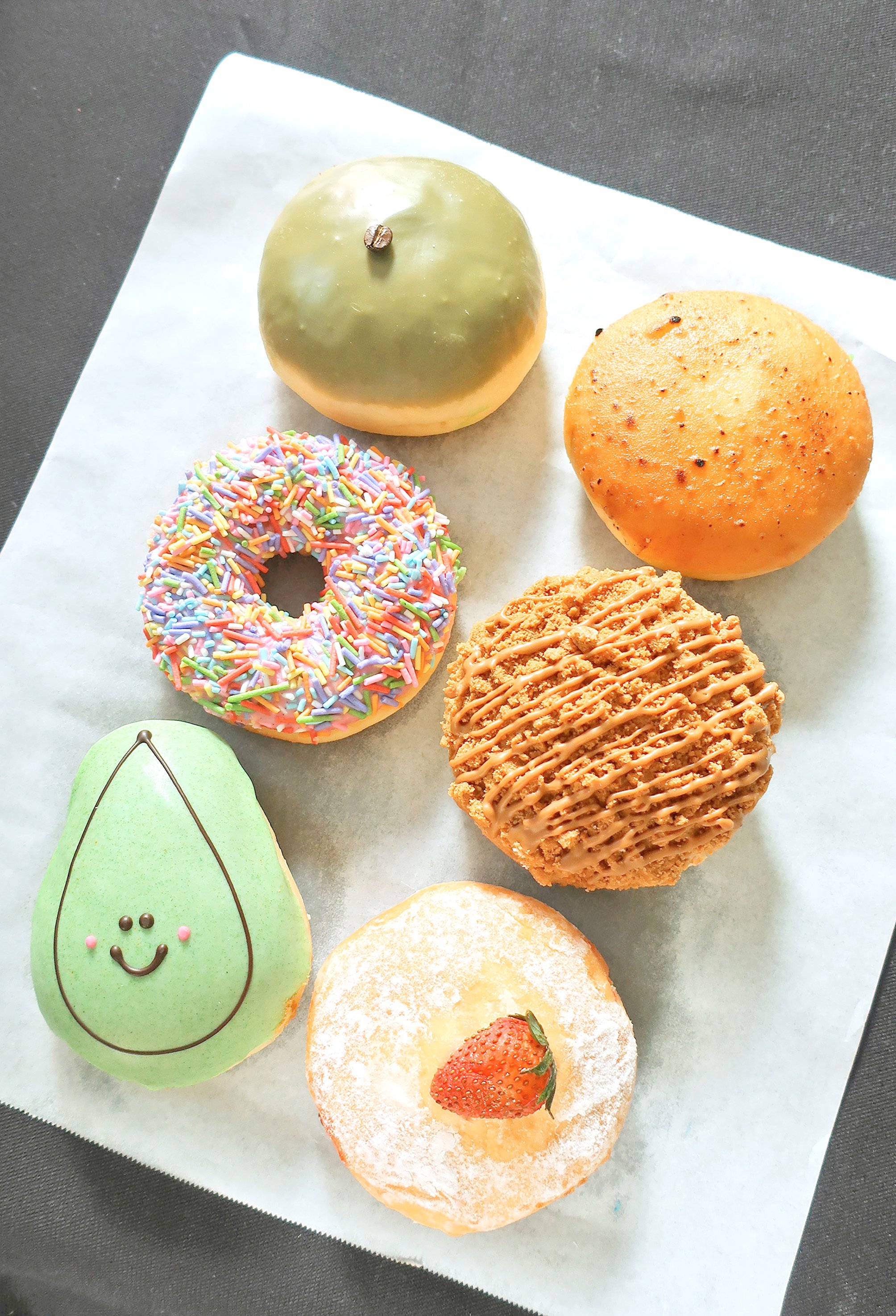 Czaczacza donuts include One Two Machaccino, Yema Twist, Biscoff Crumble, Strawberry Quizas, Avocado Mambo and Pink Ballroom.