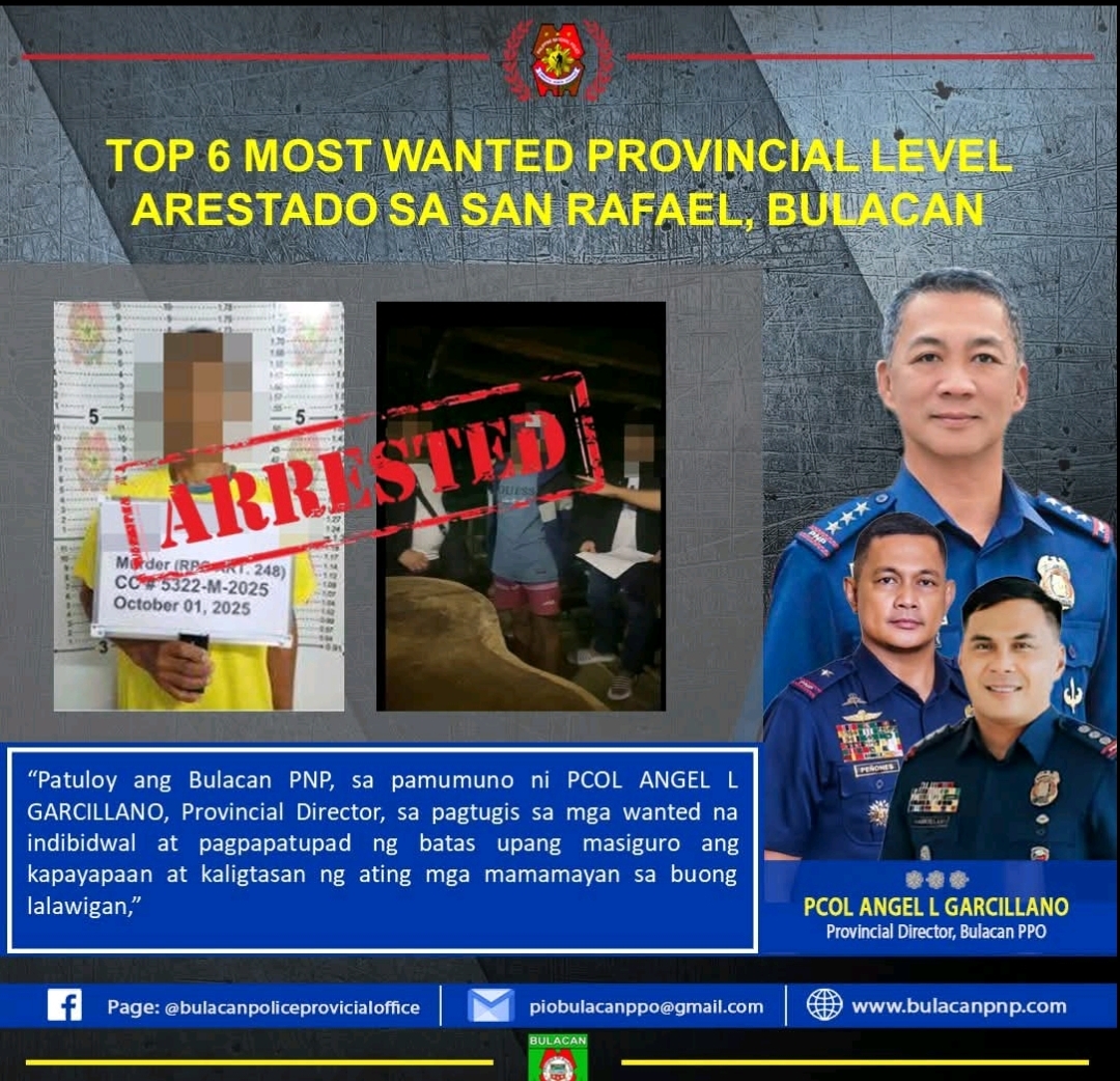 Bulacan’s top 6 most wanted nabbed in joint manhunt operation