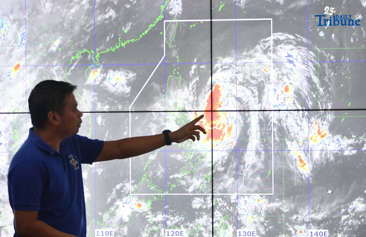 PAGASA Assistant Weather Services Chief Chris Perez gives an update on Tropical Storm Paolo (international name: Matmo) at the agency’s head office on Thursday, October 2, 2025. The storm intensified over the Philippine Sea, prompting Tropical Cyclone Wind Signal (TCWS) No. 2 over parts of Luzon.