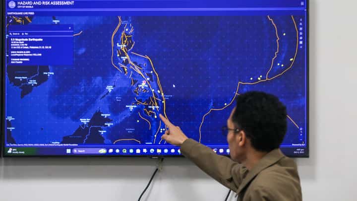 Metro on tenterhooks Christian John Evangelista, chief of research and planning of the Manila Disaster Risk Reduction and Management Office, traces the fault lines and trenches running beneath the archipelago on 2 October 2025 — days after a 6.9-magnitude quake rattled Bogo City, Cebu, and reminded the nation of its fragile ground.