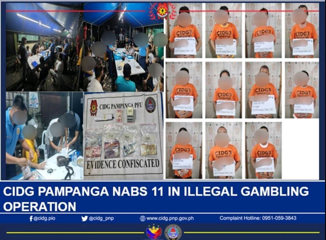 Pampanga police arrest 11 in San Fernando gambling den raid