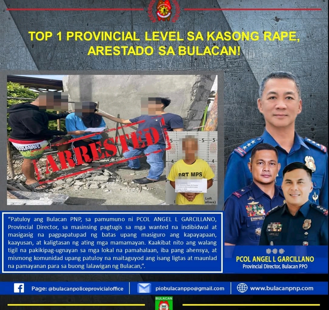 RAPE ARREST | In a coordinated operation, Bulacan authorities have arrested a high-priority suspect wanted for statutory rape, underscoring their commitment to community safety.| Franco Regala