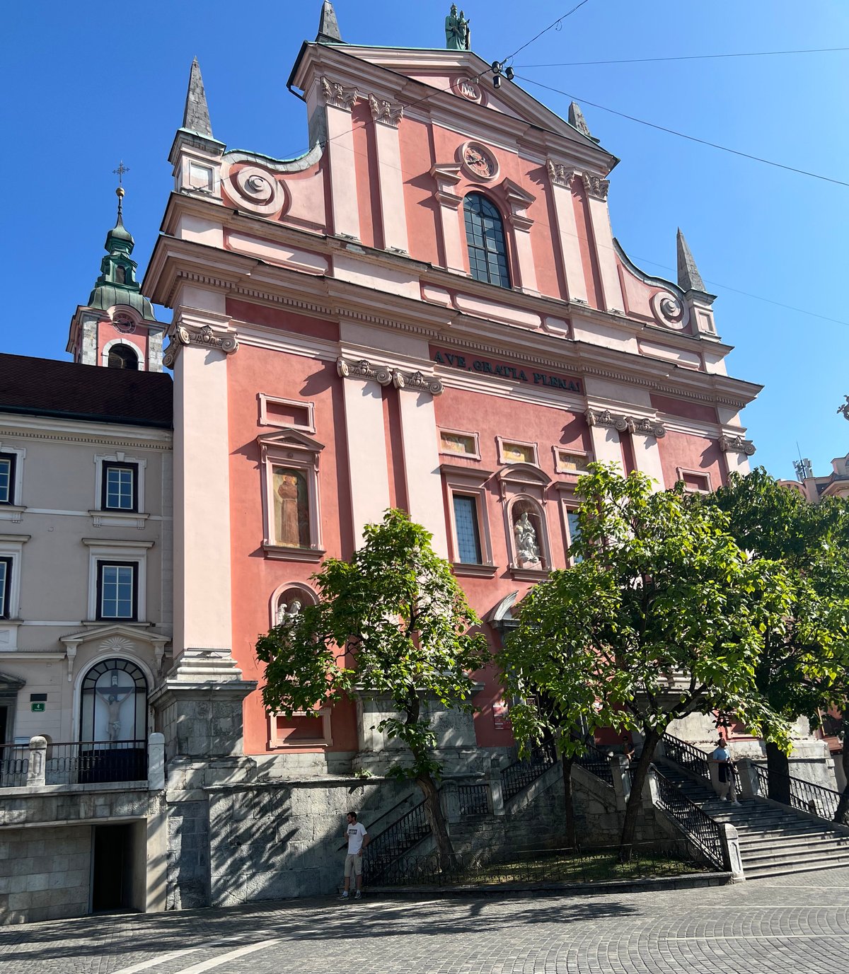 Aged by the elements The pink Franciscan Church of the Annunciation.