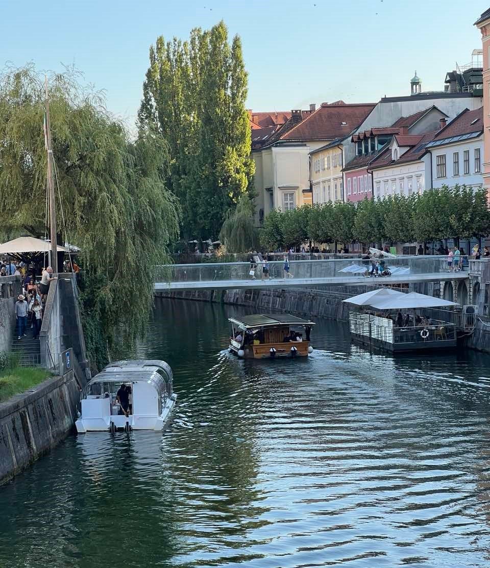Floating by The riverboats cruise along the Ljubljanica.