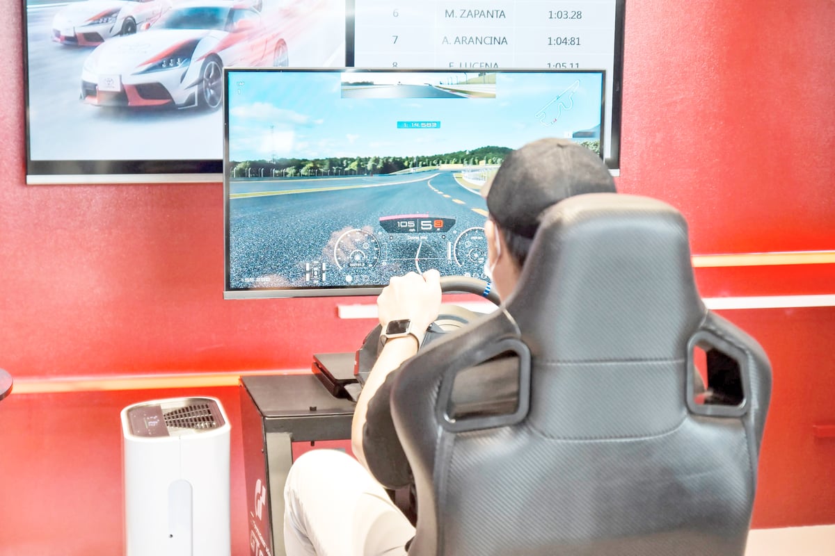 A SIM racer focuses on completing his fastest lap during the qualifying round of the TGR eSports GT Championship.