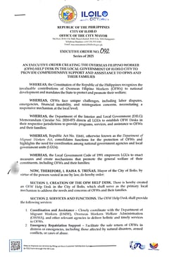 Iloilo City sets up OFW Help Desk