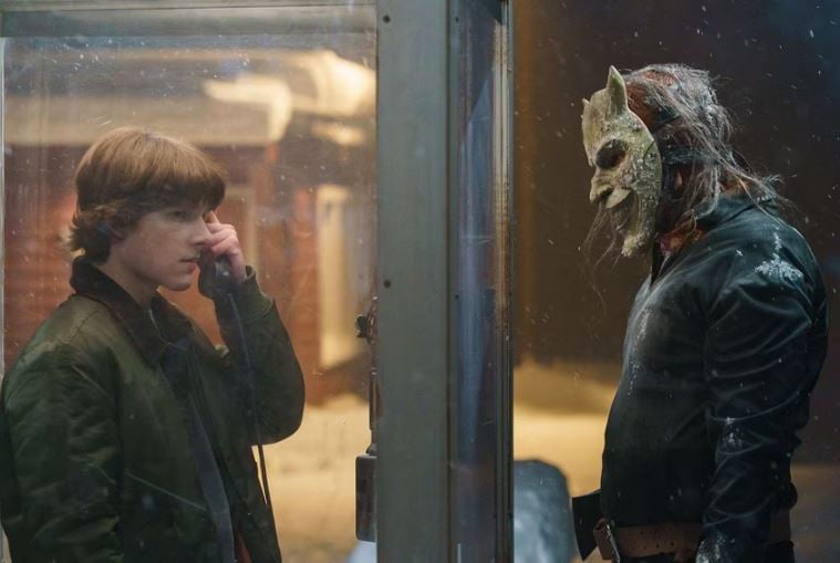 Finn (Mason Thames) and The Grabber (Ethan Hawke) in ‘Black Phone 2.’