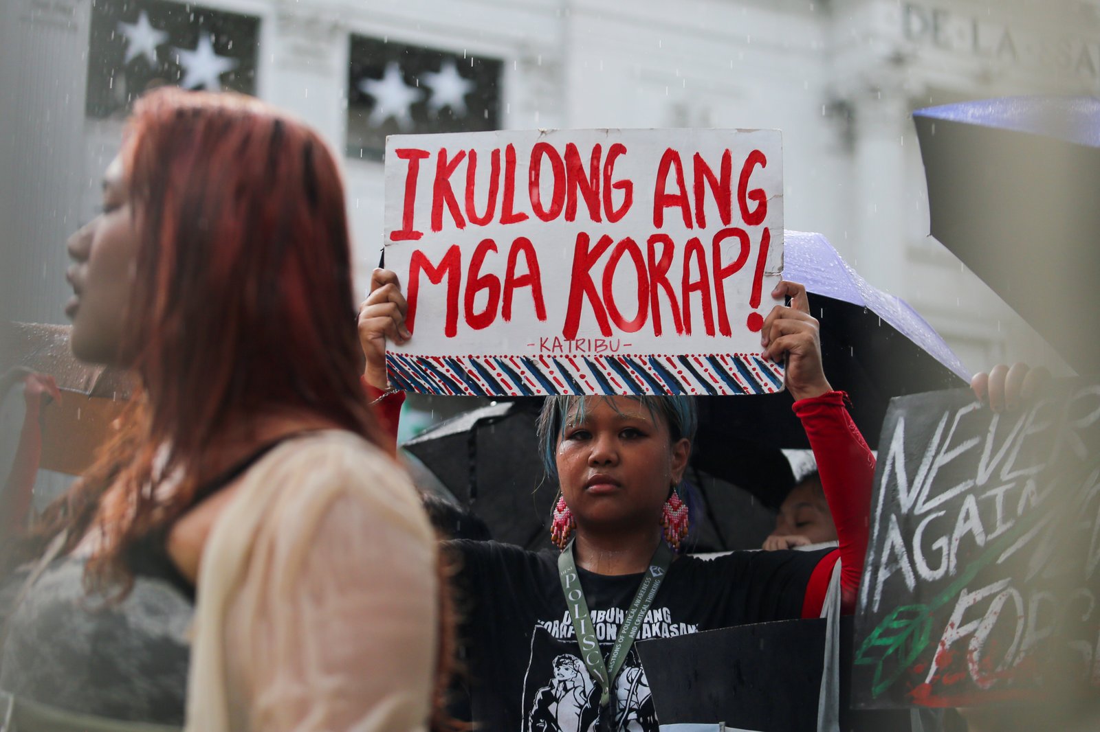 Lasallians gather at the sidewalk of Taft Avenue, Monday afternoon, 06 October 2025, for a protest calling for accountability and justice amid corruption issues hounding the government.