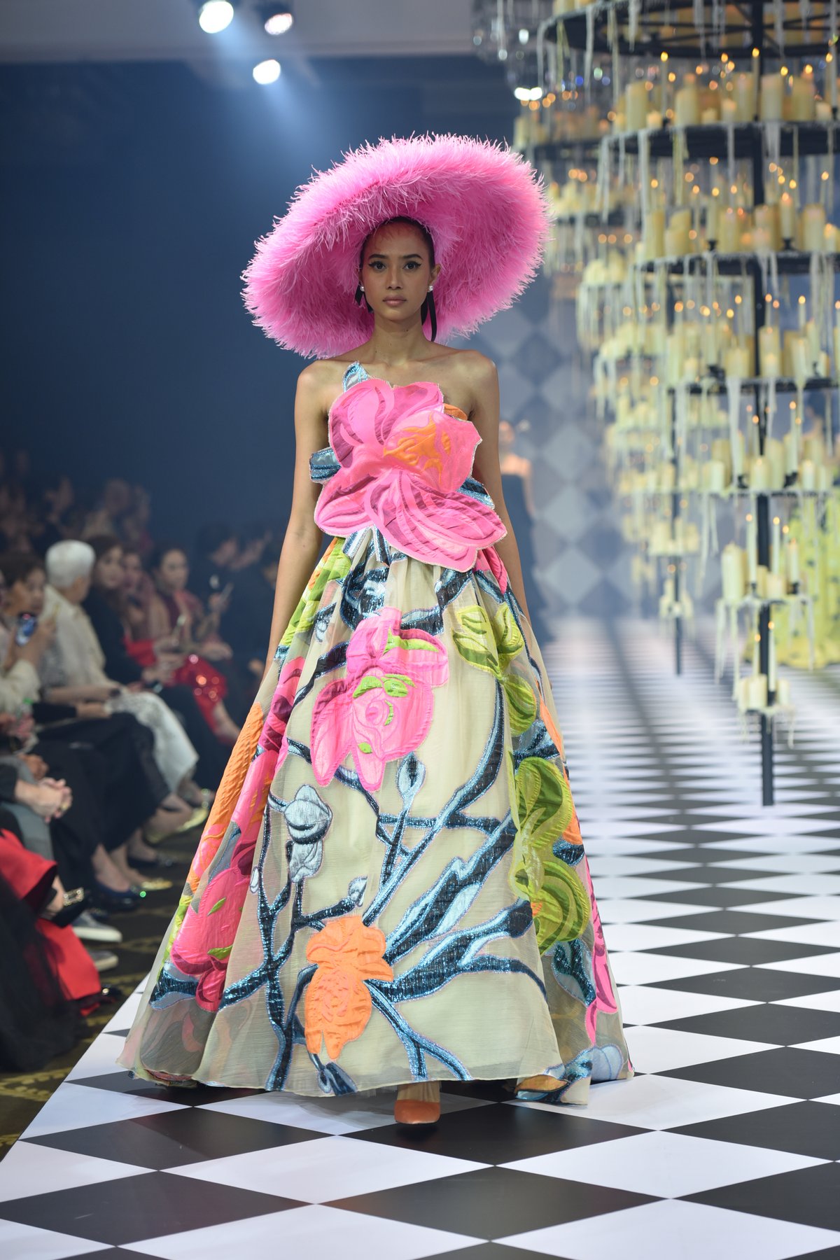 Sculptural floral gown.