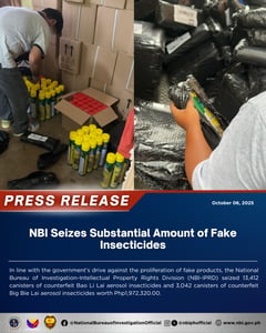 NBI seizes P2M fake insecticides in Valenzuela City, Tondo