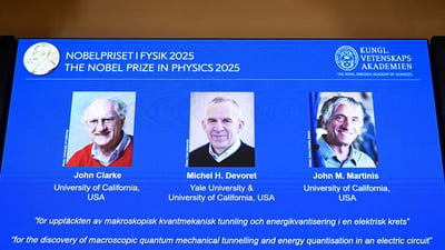 Trio wins physics Nobel for quantum mechanical tunnelling