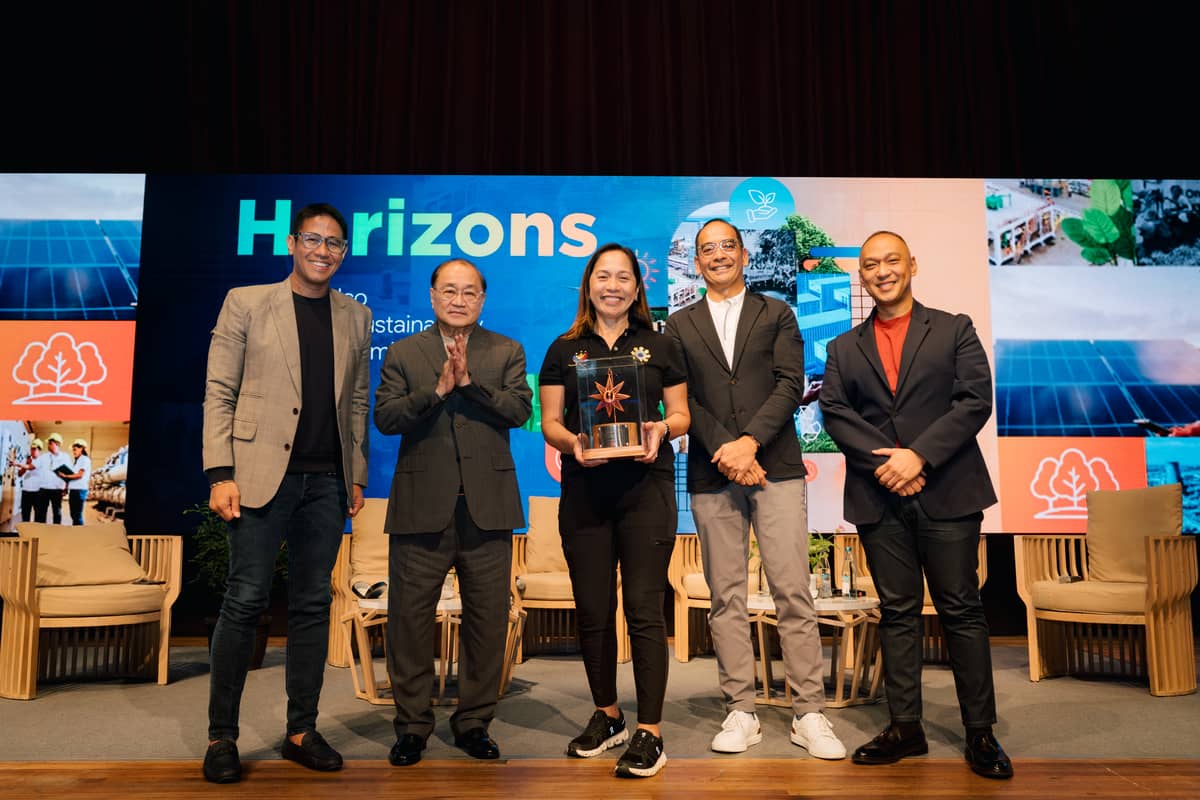 Leadership for a sustainable future. (From left) Meralco Chief Sustainability Officer and Movem President and CEO Raymond B. Ravelo, Meralco Chairman and CEO Manuel V. Pangilinan, Department of Energy Secretary Sharon S. Garin, MGEN President and CEO Emmanuel V. Rubio, and Meralco Chief CSR Officer and One Meralco Foundation President Jeffrey O. Tarayao take center stage at the Horizons Summit, celebrating shared commitment to legacy, leadership, and powering the good life for millions of Filipinos.