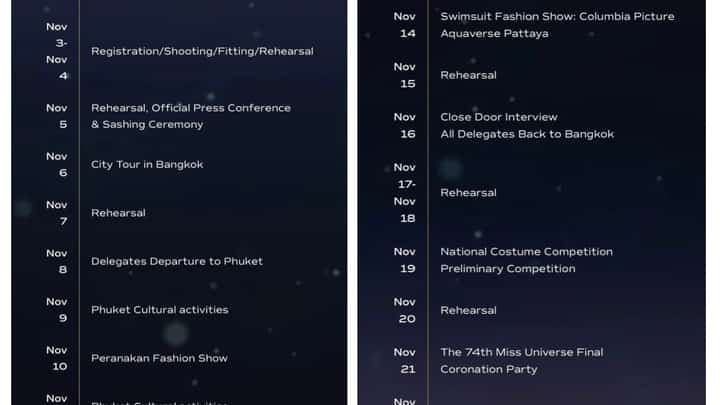 2025 Miss Universe reveals full Pageant Schedule