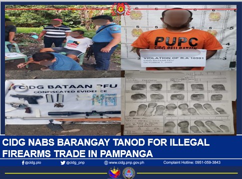 Barangay tanod nabbed for selling loose firearms in Pampanga