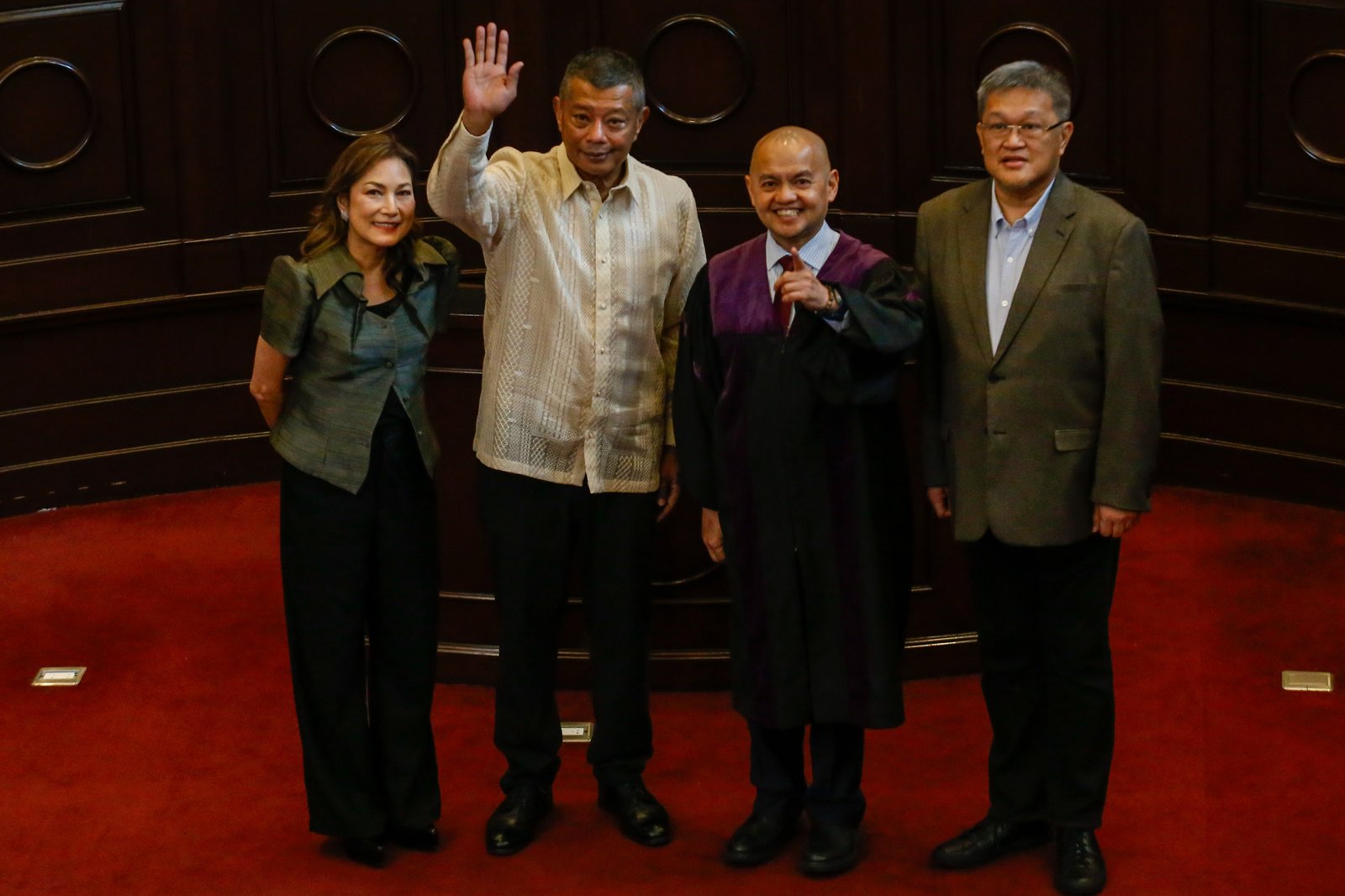 Former Justice Secretary Jesus Crispin “Boying” Remulla takes his oath as the seventh Ombudsman before Senior Associate Justice Marvic Leonen at the Supreme Court in Malate, Manila, on the morning of 9 October 2025. Remulla succeeds Samuel Martires, whose term ended in July.