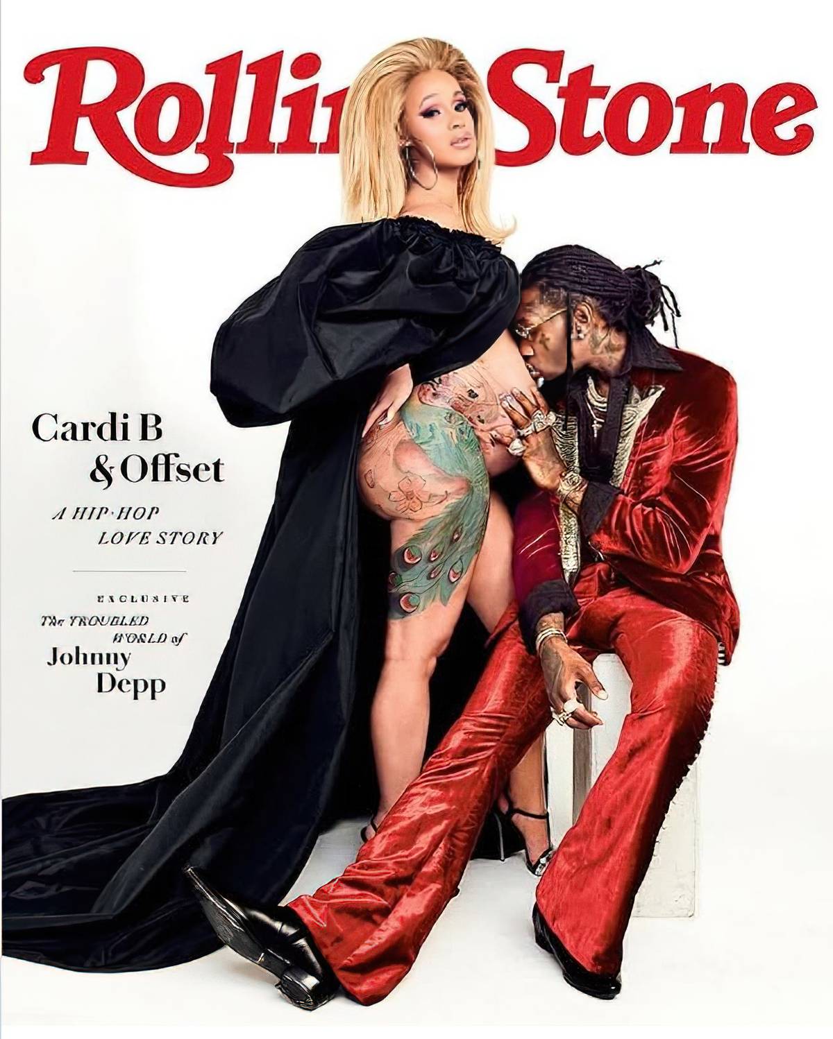 Cardi B in a 2018 Rolling Stone magazine cover with then fiance Offset.