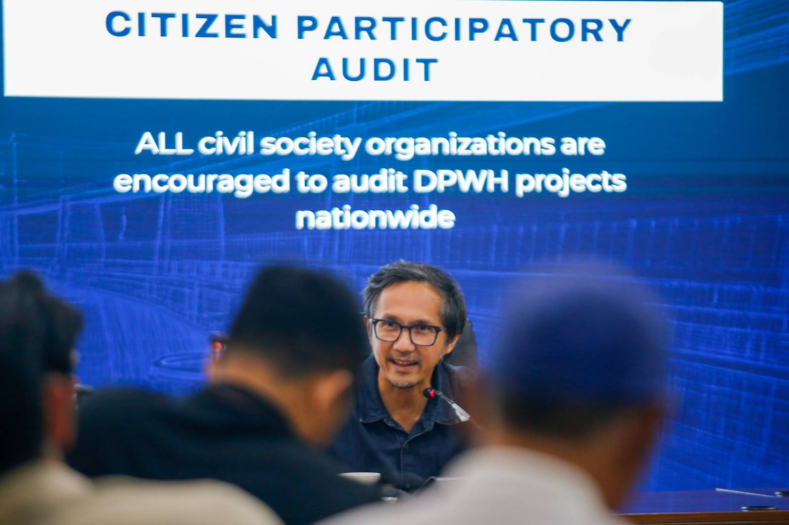 Public Works and Highways Secretary Vince Dizon announces the reforms he introduces at the agency during a press briefing at the DPWH head office on 10 October 2025. These include an indefinite suspension of reblocking projects, stricter guidelines on flood control projects and drainage slope protection projects, and citizen participatory audits.