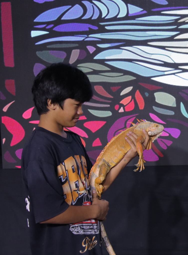 A BOY and his exotic iguana.