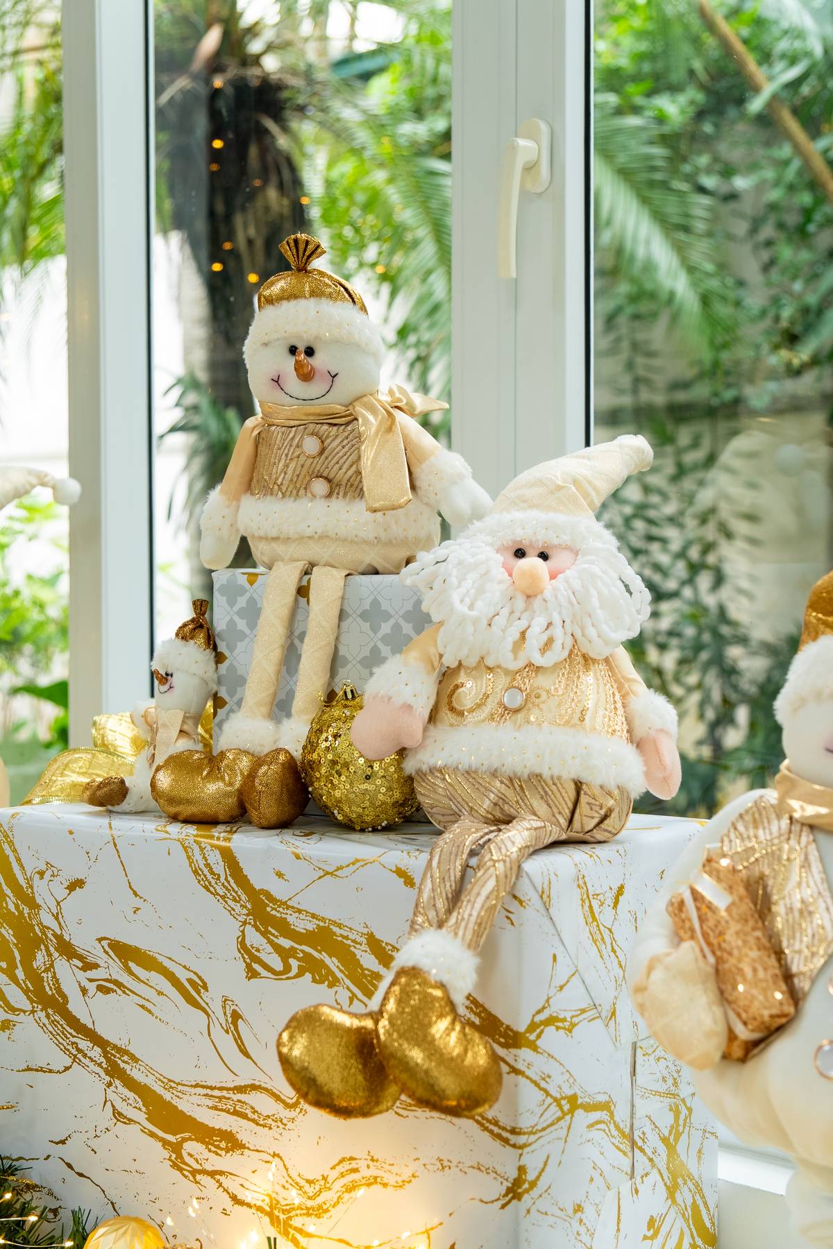 Snowman and Santa Claus.