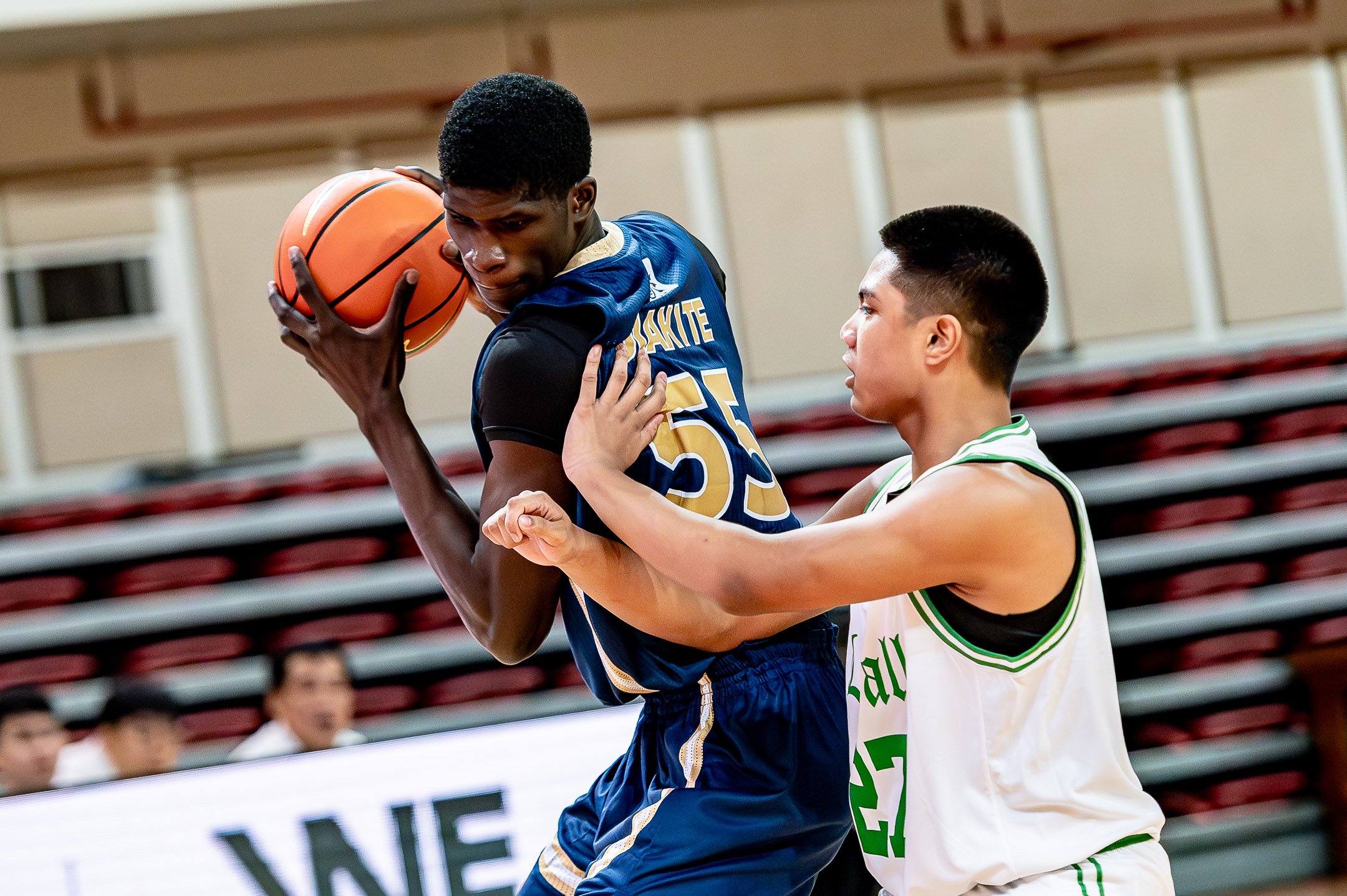 MOUSSA Diakite of the NUNS Bullpups imposes his might to pull off a 77-56 win over the DLSZ Junior Archers in Season 88 UAAP high school junior boys basketball tournament on Saturday.