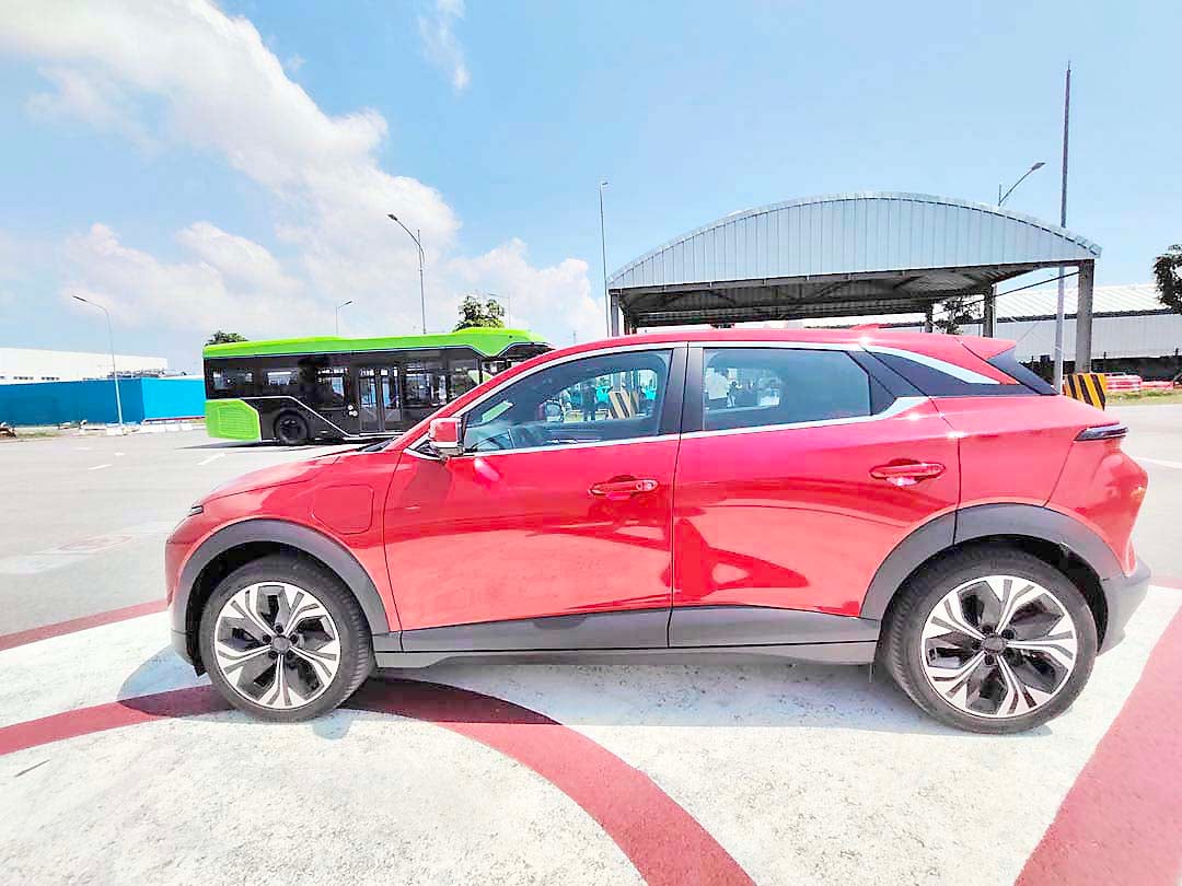 THE VinFast VF 6 crossover during the media test drive at the company’s Hai Phong facility.