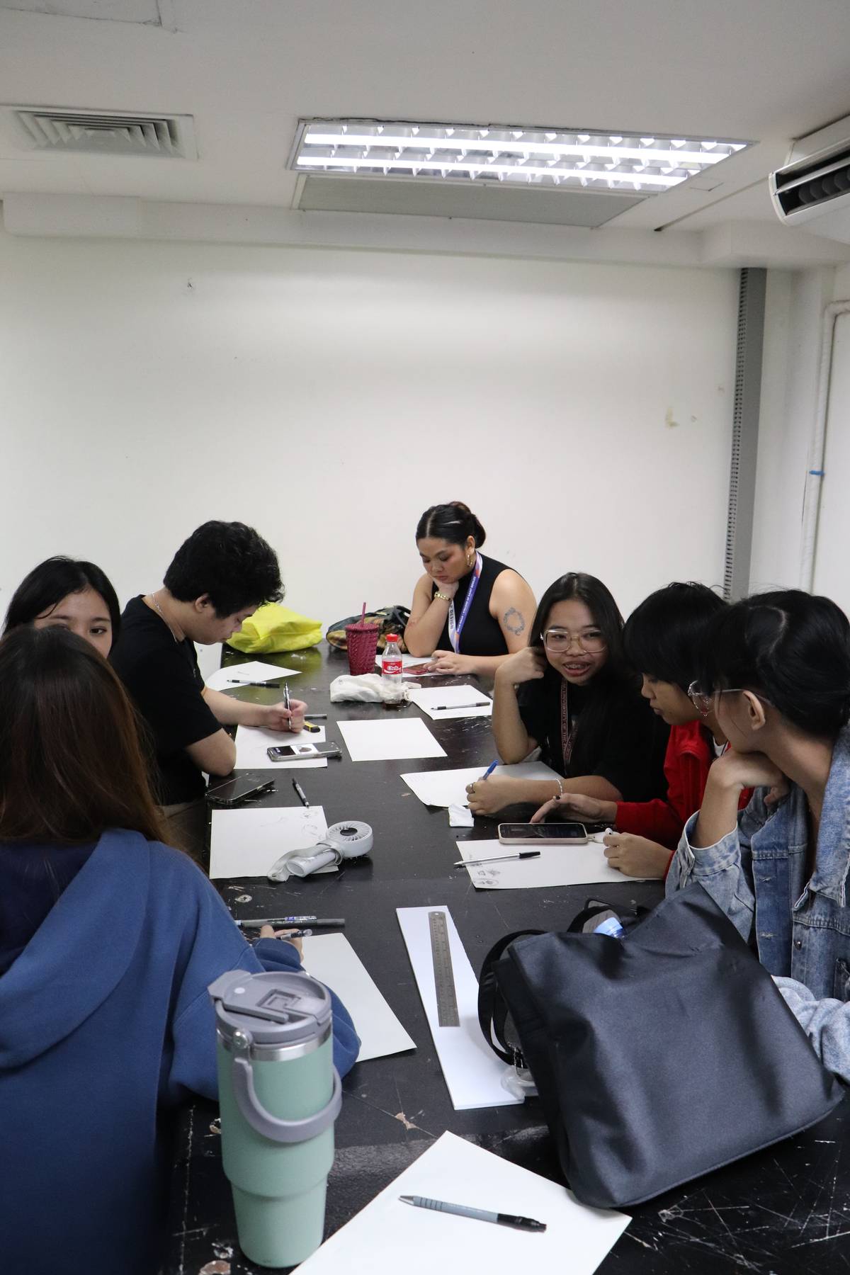 Participants working on their sketches during the tactile workshop.