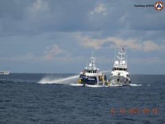 Chinese vessels harass Filipino boats near Pag-asa Island with water cannons anew