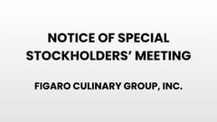 Notice of Special Stockholders' Meeting - Figaro Culinary Group, Inc.