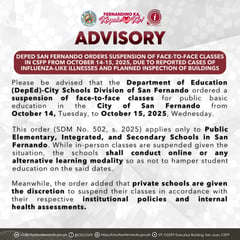 WALANG PASOK: DepEd San Fernando suspends classes due to flu-like cases