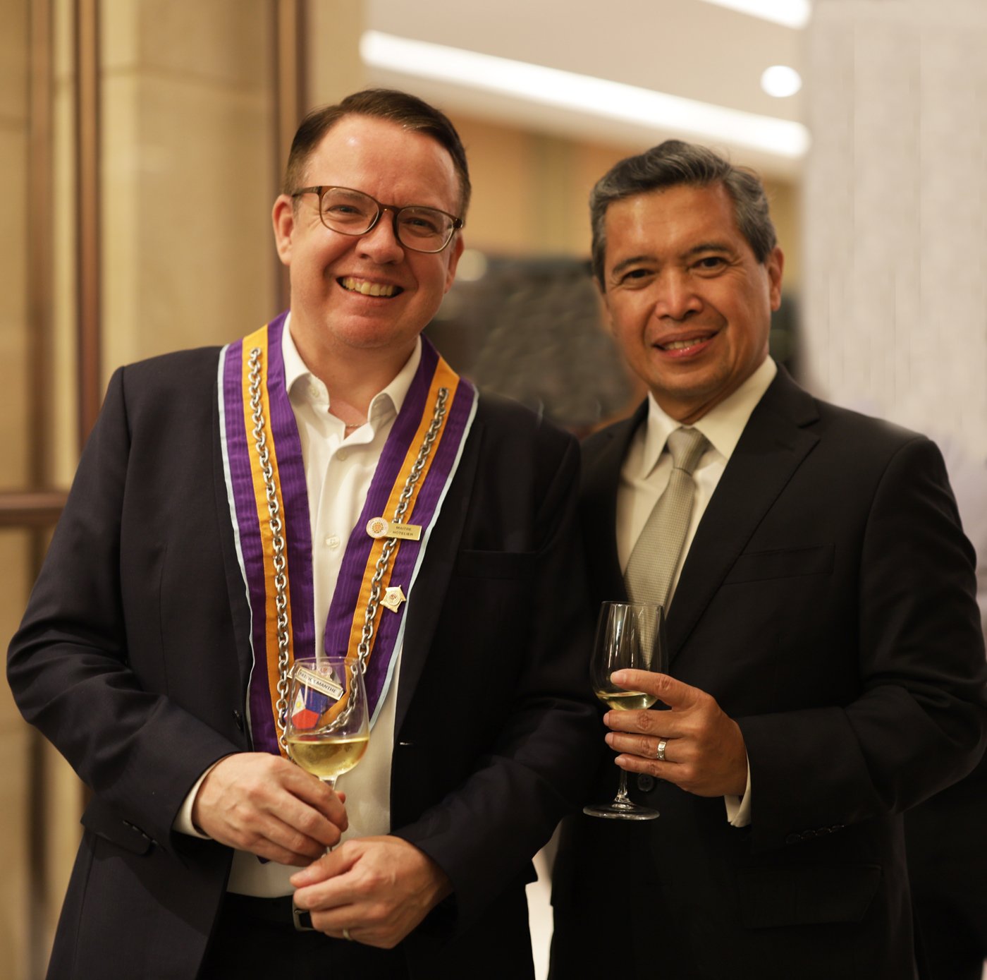 Patrick Manthe, GM of Crimson Resort and Spa, with Roel Constantino, GM of Nustar Hotel.