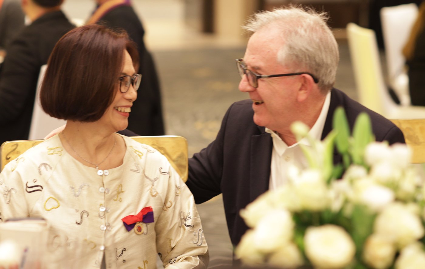 Dottie Wurgler, GM of Sheraton Hotel Cebu, with David Thomas.