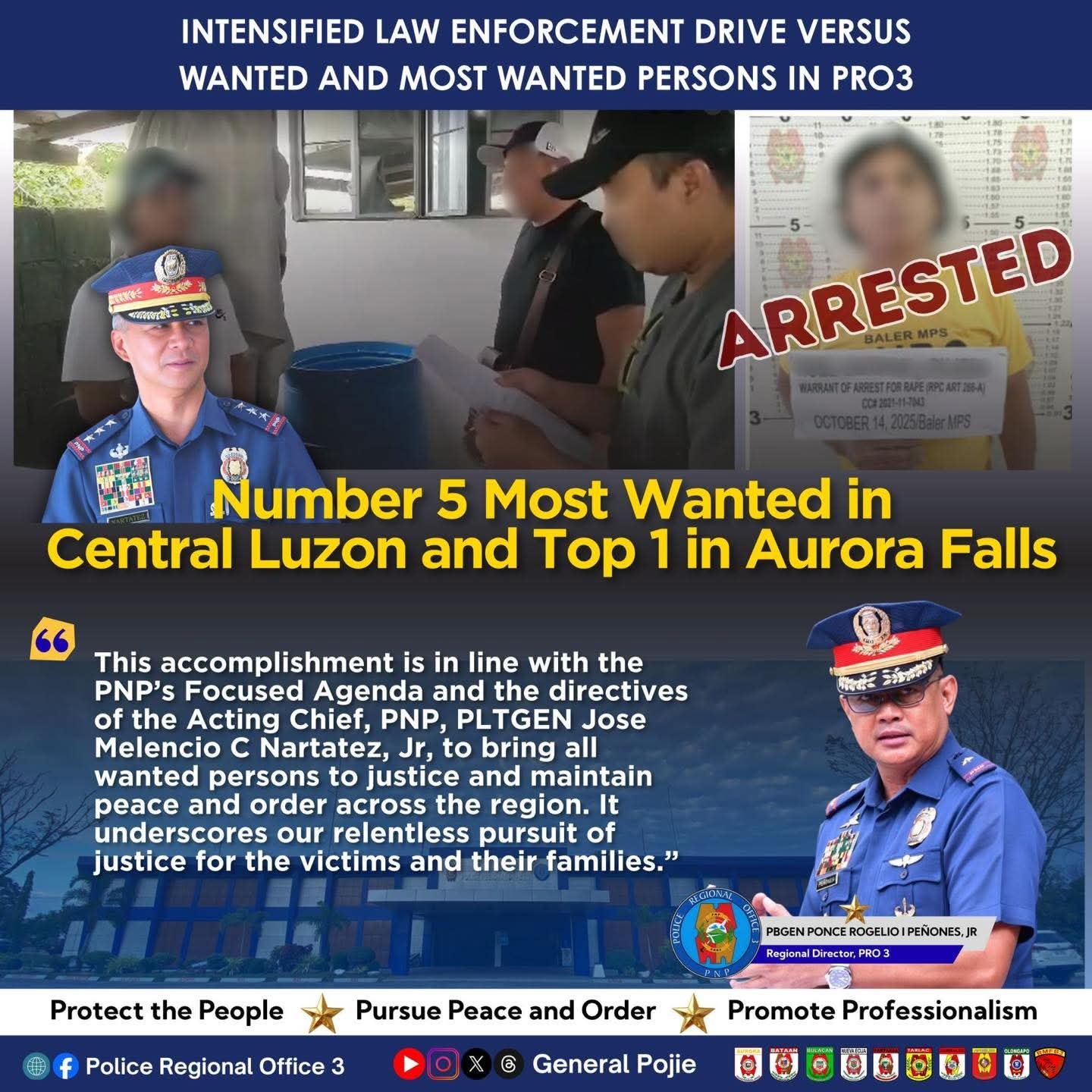 Aurora’s top fugitive arrested in Caloocan after years on the run