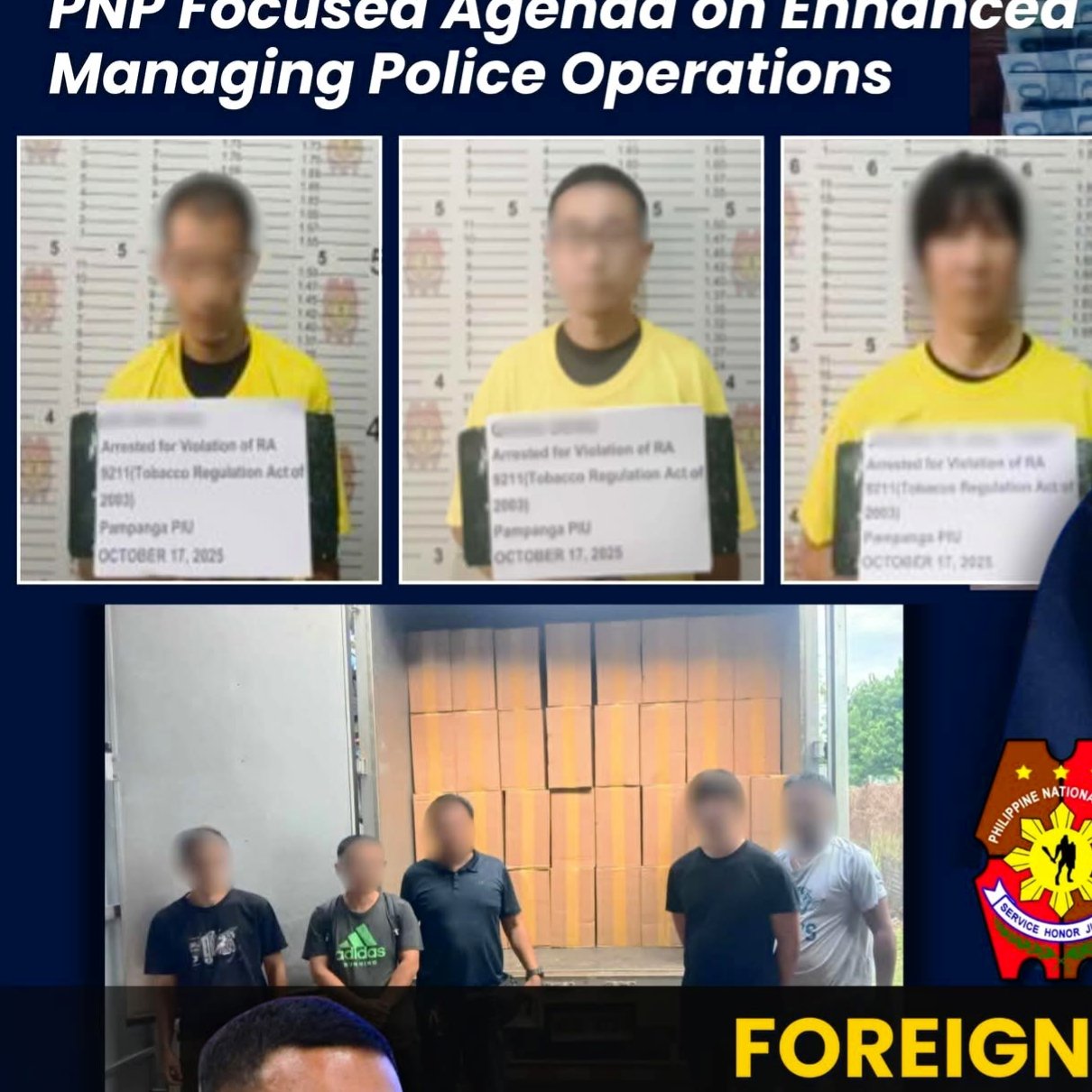 Chinese nationals arrested for illegal tobacco trade in Pampanga