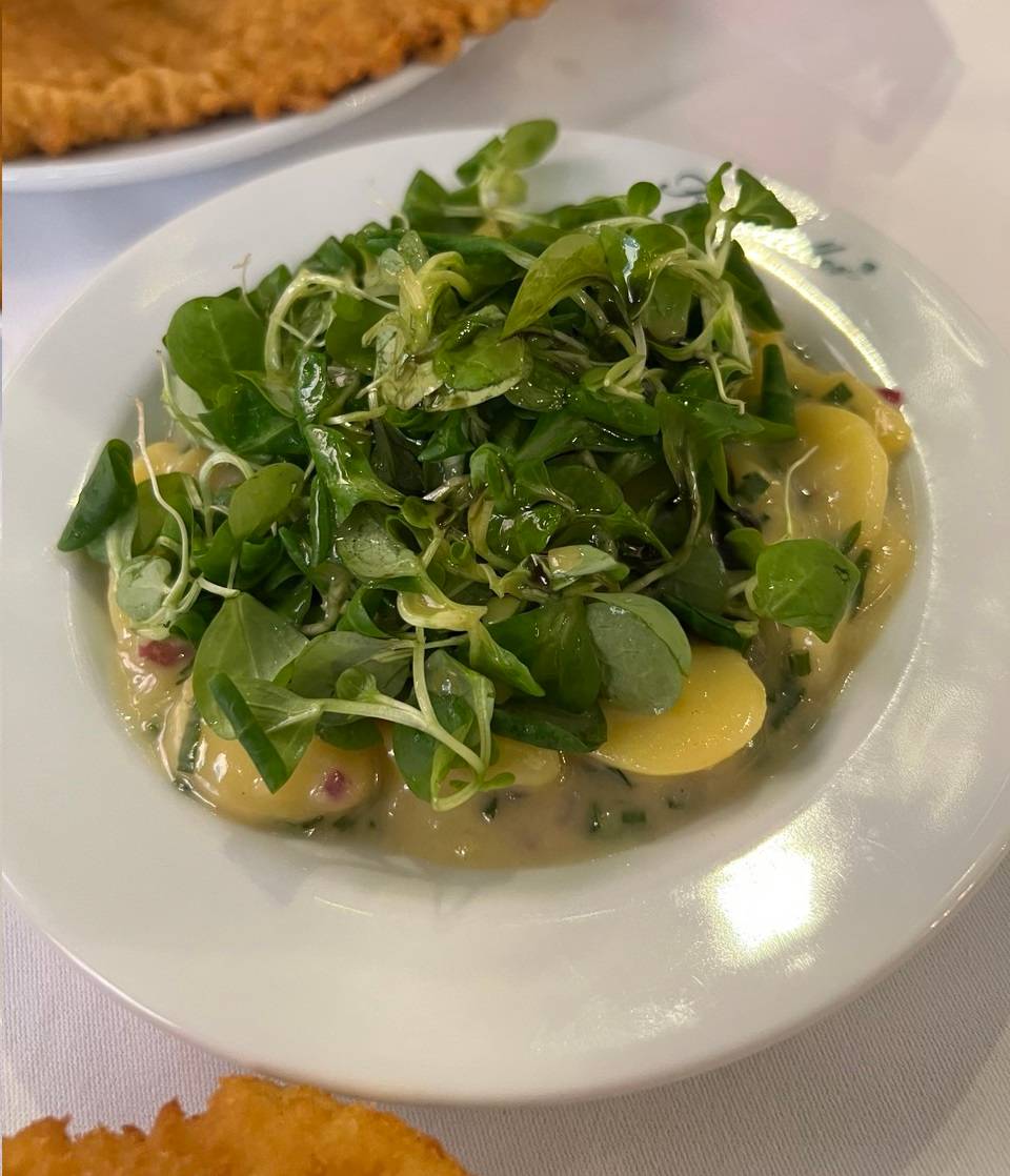 Preferred side dish Potato-field and mixed green salad.