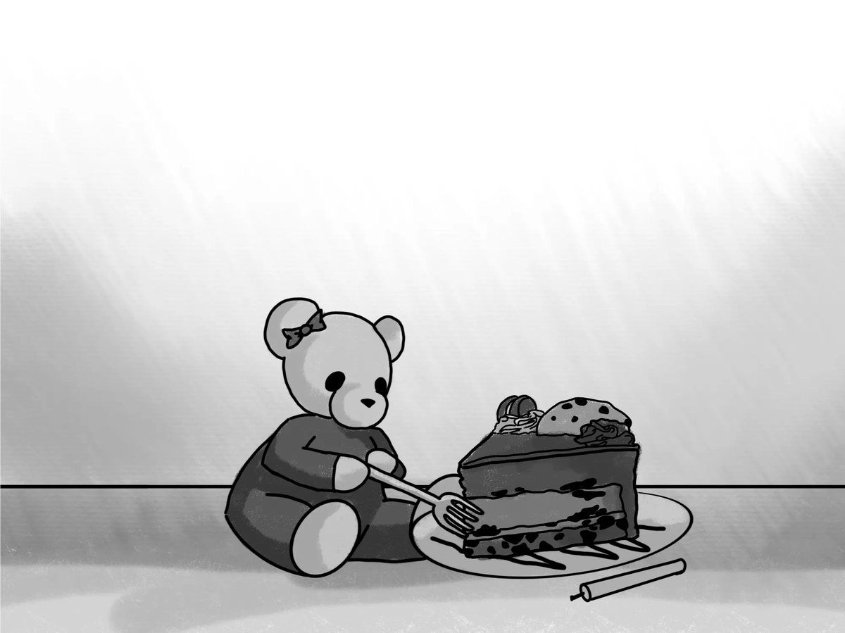 Heart eating a cake,