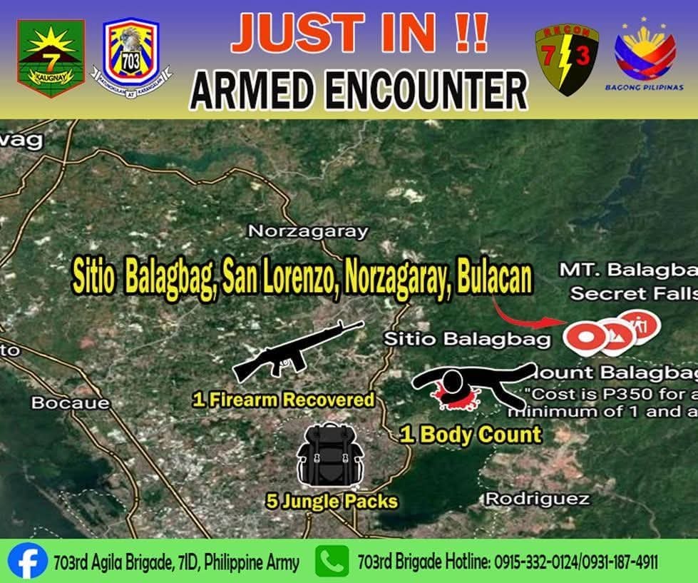 One Dead in Bulacan Armed Encounter Between Army, Insurgents  