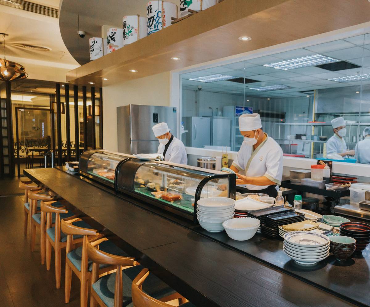 The sushi counter.