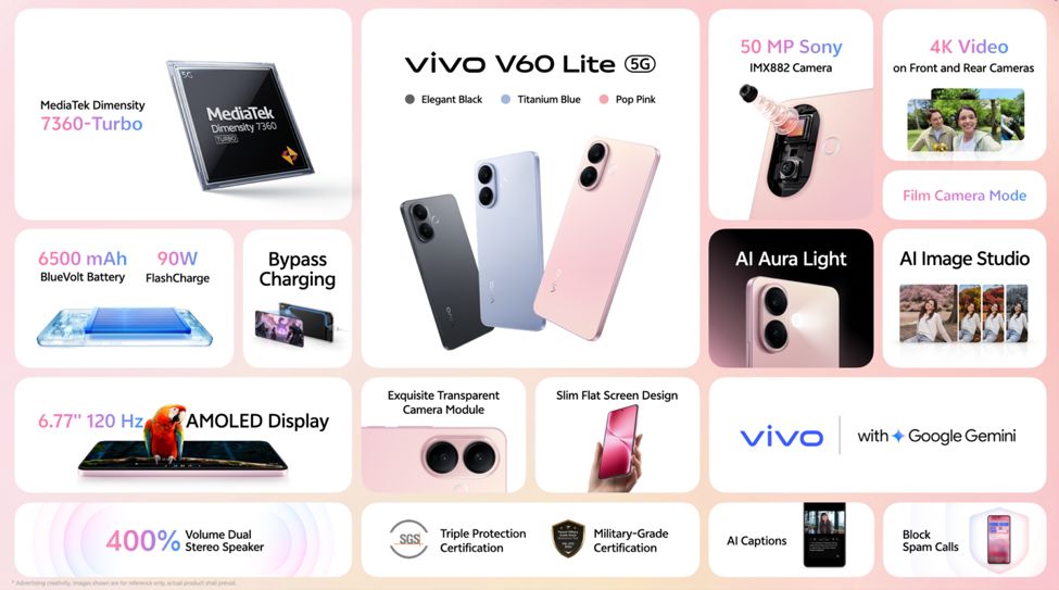 The vivo V60 Lite launches in Phl, now open for pre-orders