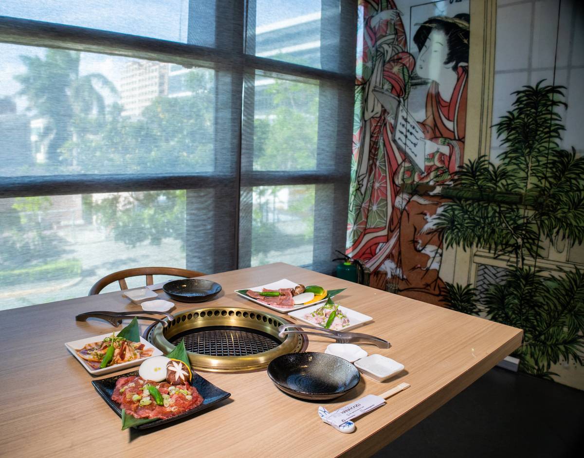 Yakiniku room with smokeless grilling tables from Japan.