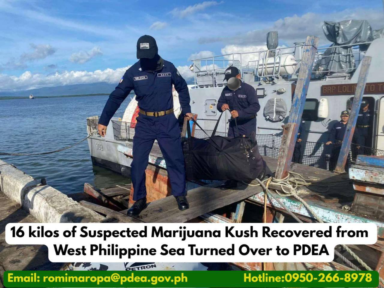 16 kilos of Kush seized in West Philippine Sea