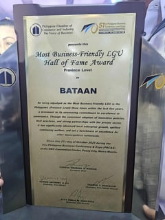 Bataan enters PCCI Hall of Fame as Most Business-Friendly Province