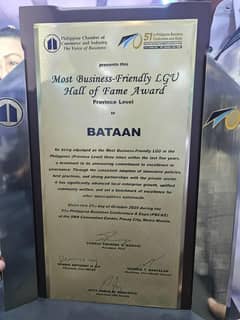 Bataan enters PCCI Hall of Fame as Most Business-Friendly Province