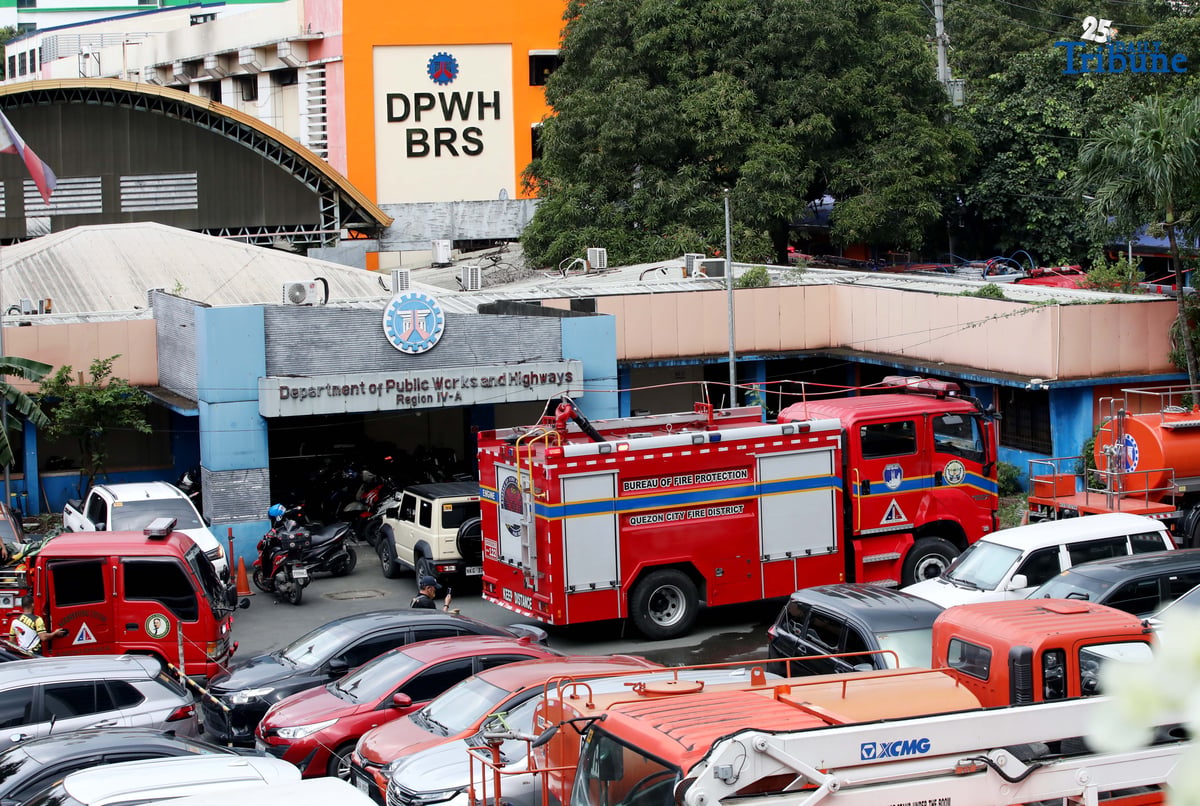 Firefighters rushed to contain a third-alarm fire that broke out at the Department of Public Works and Highways (DPWH) building along EDSA, Barangay Pinyahan, Quezon City, on Wednesday afternoon.