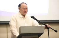 Defense Secretary Gilberto “Gibo” Teodoro Jr. speaking before the members of the European Chamber of Commerce of the Philippines (ECCP) on Thursday, 23 October 2025. (Photo by DND Comms)