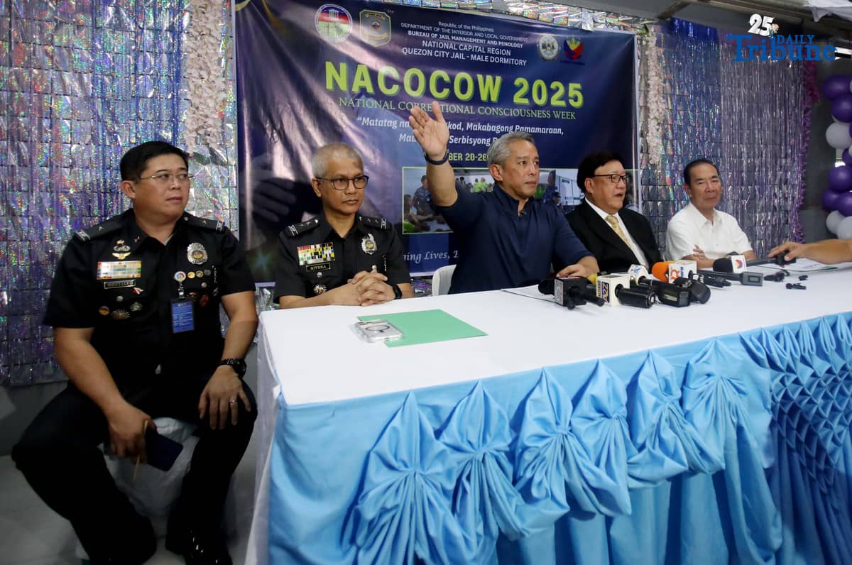 (October 23 2025) Independent Commission for Infrastructure (ICI) Chairperson Andres Reyes, Commissioner Rogelio Singson and DILG Sec. Jonvic Remulla, accompanied by BJMP Chief JDIR Ruel Rivera conduct a press conference  and inspection of the detention facility for the linked to the alleged flood control scandal at the New Quezon City Jail in Payatas, Quezon City, on Friday, October 24, 2025. Photo/Analy Labor