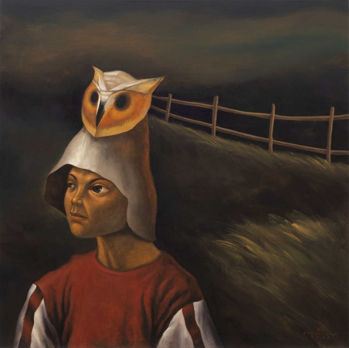 ‘Crossing the Fields,’ 2025, acrylic on canvas, 60x60 inches; ‘Birdwatcher,’ (center) 2025, acrylic on canvas, 72 x 60 inches